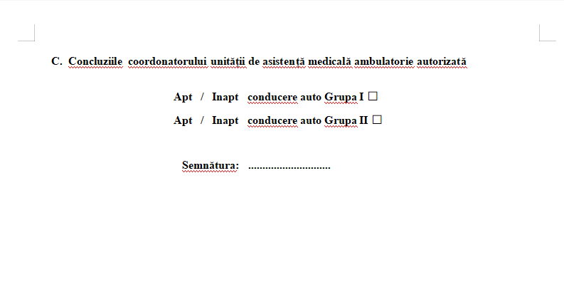 Fisa medicala permis